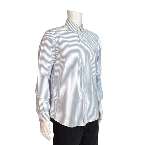 Polo Ralph Lauren Men Classic Fit Striped Button Down Shirt Blue White Size M - Picture 5 of 6